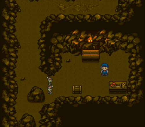 Inside of Harvest Sprites' cave via hollowed-out tree